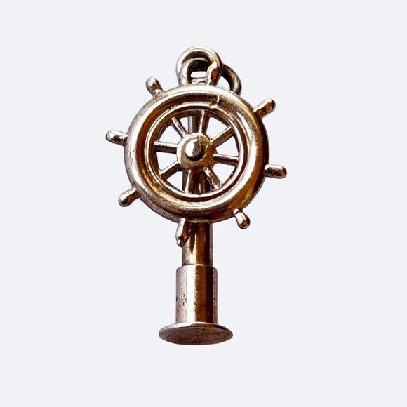 Vintage Sterling Silver Nautical Ship Wheel Charm Pendant 925 Sailing - Picture 1 of 3